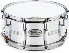 Pearl DuoLuxe Chrome over Brass Snare Drum - 6.5-inch x 14-inch - Nicotine White Marine Pearl Inlay