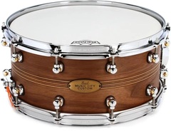 Pearl Music City Custom Solid Walnut Snare Drum - 14 x 6.5 - Natural with Boxwood-Rosewood TriBand Inlay