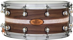 Pearl Music City Custom Solid Walnut Snare Drum - 14 x 6.5 inch - Natural with Kingwood Royal Inlay