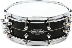 Pearl Hybrid Exotic Kapur/Fiberglass Snare Drum - 14 x 5 inch - Ebony Lacquer with Pearl Inlay