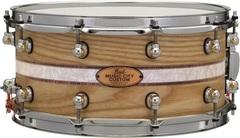 Pearl Music City Custom Solid Ash Snare Drum - 14 x 6.5 inch - Natural with Kingwood Royal Inlay