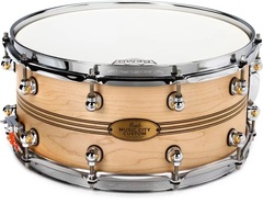 Pearl Music City Custom Solid Maple Snare Drum - 14 x 6.5 inch - Natural with Boxwood-Rosewood TriBand Inlay
