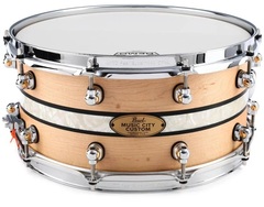 Pearl Music City Custom Solid Maple Snare Drum - 14 x 6.5 inch - Natural with DuoBand Ebony Marine Pearl Inlay