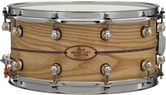 Pearl Music City Custom Solid Ash Snare Drum - 14 x 6.5 inch - Natural with Kingwood Center Inlay