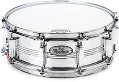 Pearl DuoLuxe Chrome over Brass Snare Drum - 5-inch x 14-inch - Nicotine White Marine Pearl Inlay