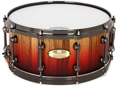 Pearl Masterworks Studio Snare Drum - 14 x 6.5 inch - Natural to Deep Red/Black Fade