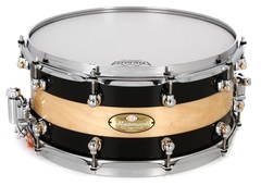 Pearl Masterworks Birch Snare Drum - 14 x 6.5 inch - Piano Black with Natural Stripe