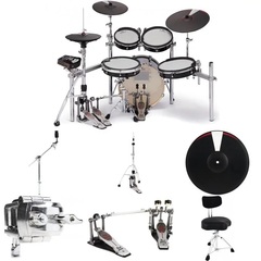 Pearl e/Merge e/Hybrid Bundle with Double-bass Drum Pedal and 3 Cymbals