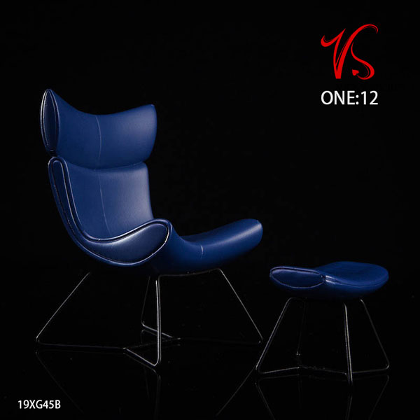 1/12 Chair & Footstool Set Blue