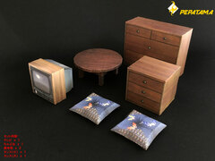 1/12 PEPATAMA Series - M-003 Paper Diorama Furniture Set A: Shouwa Style