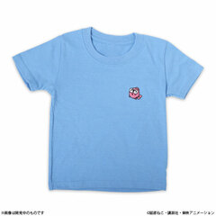 Goldfish Warning! Gyopi-chan Embroidery T-shirt Kids Size Light Blue 100cm