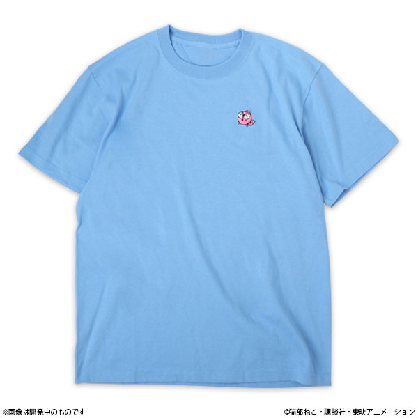 Goldfish Warning! Gyopi-chan Embroidery T-shirt Light Blue L