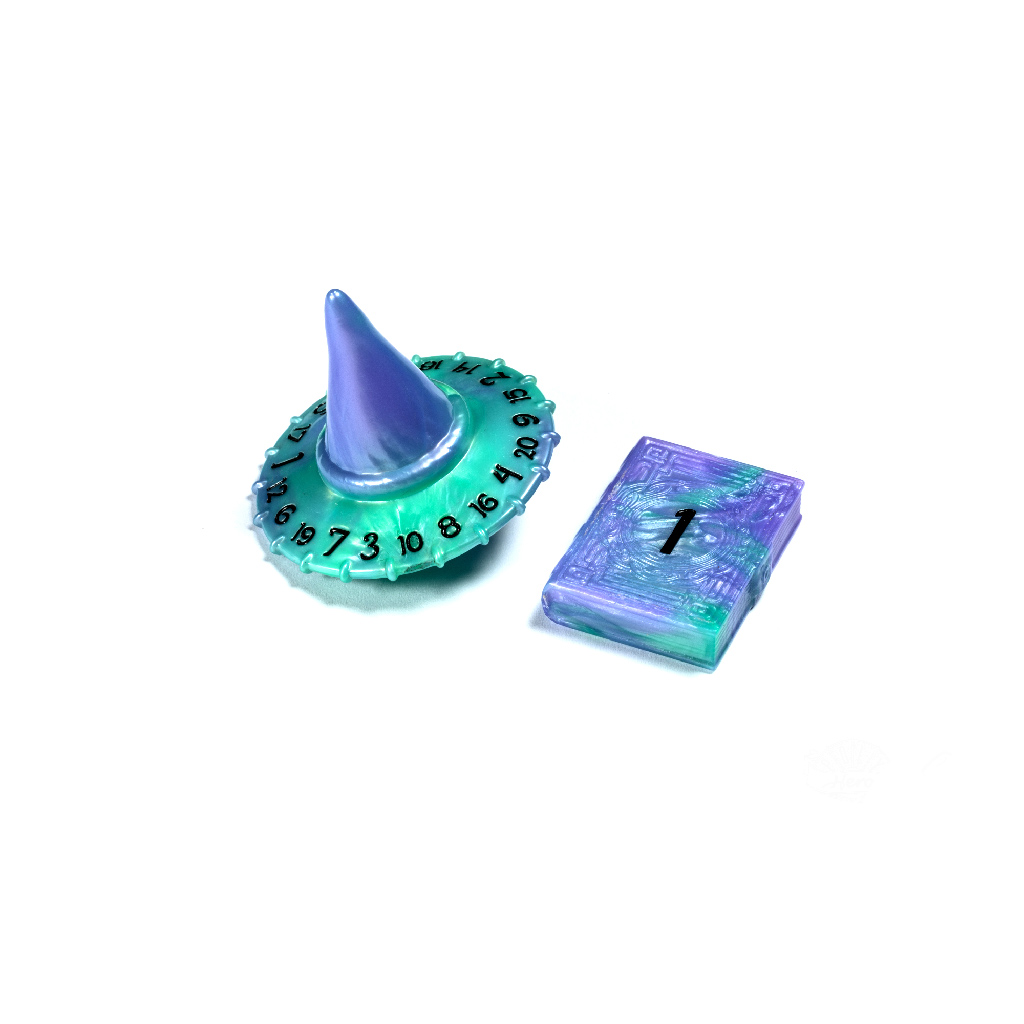 PolyHero Wizard D20 Wizard Hat And D2 Spell Book In Aether Mist