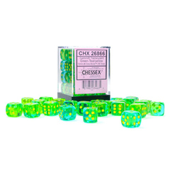 Gemini 12mm D6 Translucent Green-Teal/Yellow Dice Block (36 Dice)