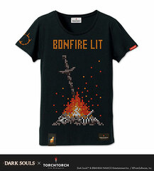 Dark Souls x TORCH TORCH - 8 bit no Kagaribi no T-shirt: Black Ladies' Free Size