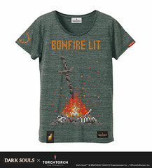Dark Souls x TORCH TORCH - 8 bit no Kagaribi no T-shirt: Heather Charcoal Ladies' Free Size