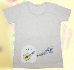 Kanahei's Small Animals T-shirt (Lady's Body) Bird / GRAY (L)