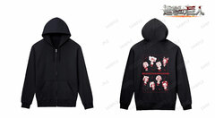 Attack on Titan Soldiers of Marley Chibi Chara Back Print Zip Hoodie Ladies' XL