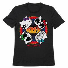 KISS x Hello Kitty - Rock Fire Black T-shirt / Ladies' S