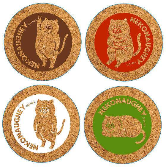 Nekonaughey - Cork Coaster Set
