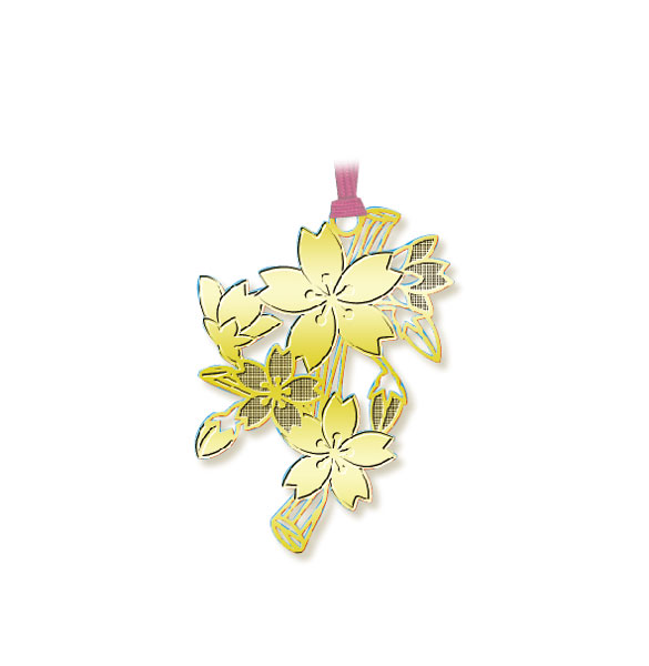 Gold Bookmark - Cherry Blossoms H