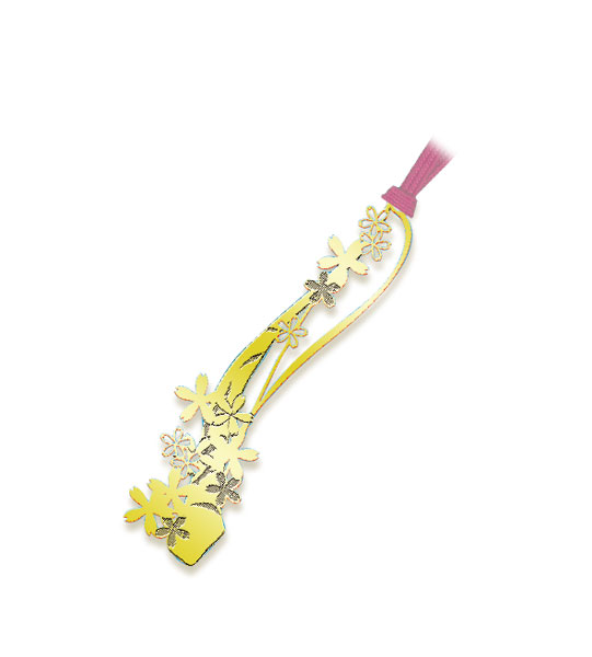 Gold Bookmark - Cherry Blossoms J