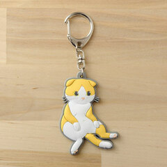 Pikuriru! - Nyanko Rubber Keychain: Scottish Fold (Suco-sit Style)