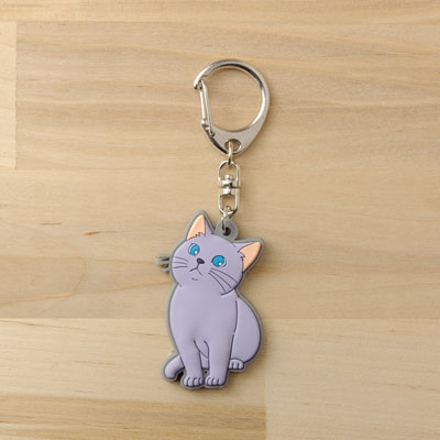 Pikuriru! - Nyanko Rubber Keychain: Russian Blue Kitten
