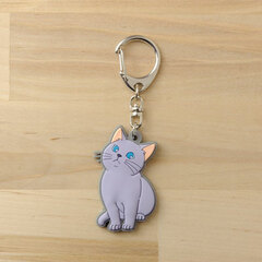 Pikuriru! - Nyanko Rubber Keychain: Russian Blue Kitten