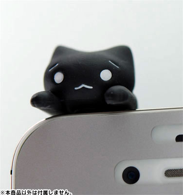 Nyanko Earphone Jack: Stretchy Nyanko (BLACK)