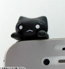 Nyanko Earphone Jack: Stretchy Nyanko (BLACK)
