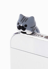 Nyanko Earphone Jack - Hanging Cat Mustache ver. (Gray)