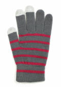 Touch Grove (Electrostatic Capacity Style Touchscreen Gloves) Striped: Red x Gray