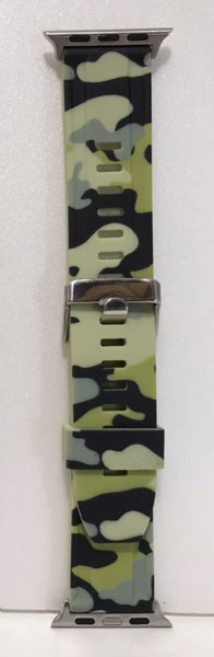 AppleWatch Camouflage Rubber Wristband Green Camo
