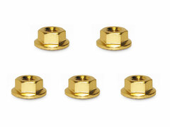 M4 Aluminum Flange w/Serrated Nut Gold 5pcs Set