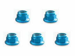 M4 Al Flange Nylon Nut Light Blue 5pcs Set