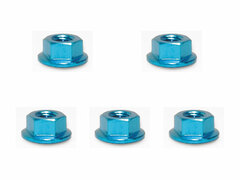 M4 Aluminum Flange w/Serrated Nut Light Blue 5pcs Set