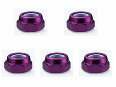 M3 Aluminum Thin Nylon Nut Purple 5pcs Set