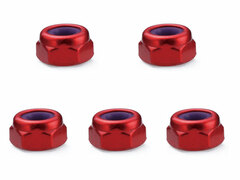 M3 Aluminum Thin Nylon Nut Red 5pcs Set