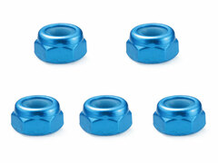 M3 Aluminum Thin Nylon Nut Light Blue 5pcs Set