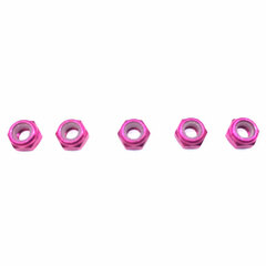 M3 Aluminum Thin Nylon Nut Pink 5pcs Set