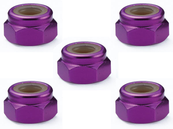 M4 Aluminum Nylon Nut Purple 5pcs Set