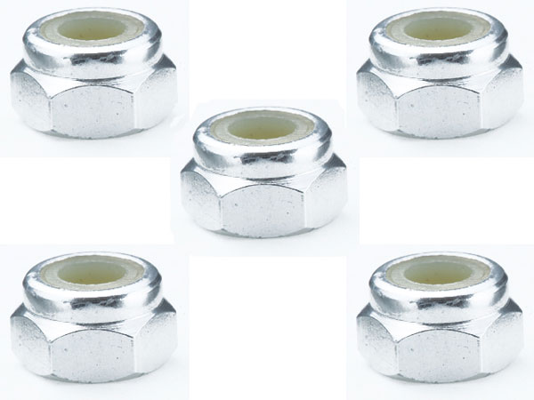 M4 Aluminum Nylon Nut Silver 5pcs Set