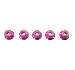M4 Al Flange Nylon Nut Pink 5pcs Set
