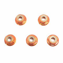M4 Al Flange Nylon Nut Orange 5pcs Set