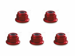 M4 Al Flange Nylon Nut Red 5pcs Set