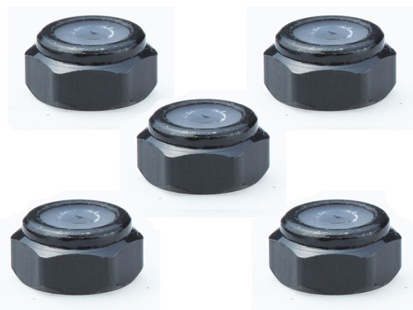 M2 Al Nylon Nut Black 5pcs Set