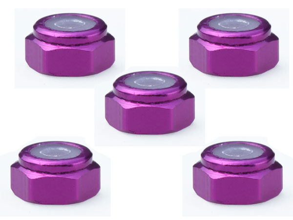 M2 Al Nylon Nut Purple 5pcs Set