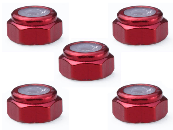 M2 Al Nylon Nut Red 5pcs Set