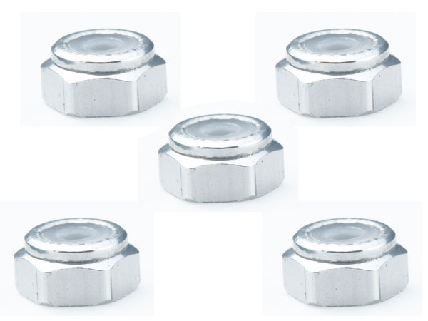 M2 Al Nylon Nut Silver 5pcs Set